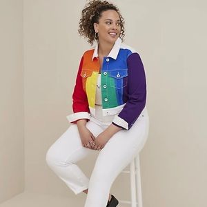 BNWT Torrid Rainbow Always Proud Denim Jacket